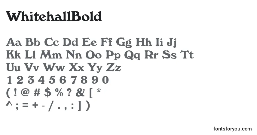 Czcionka WhitehallBold – alfabet, cyfry, specjalne znaki