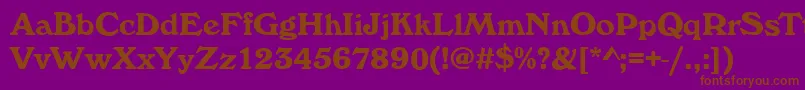 Fonte WhitehallBold – fontes marrons em um fundo roxo
