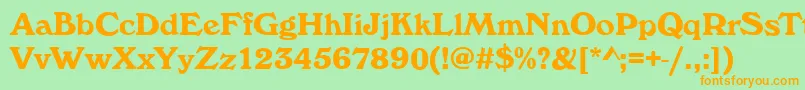 フォントWhitehallBold – オレンジの文字が緑の背景にあります。