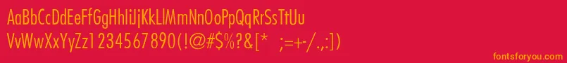 フォントFuturaCondensedlightThin – 赤い背景にオレンジの文字