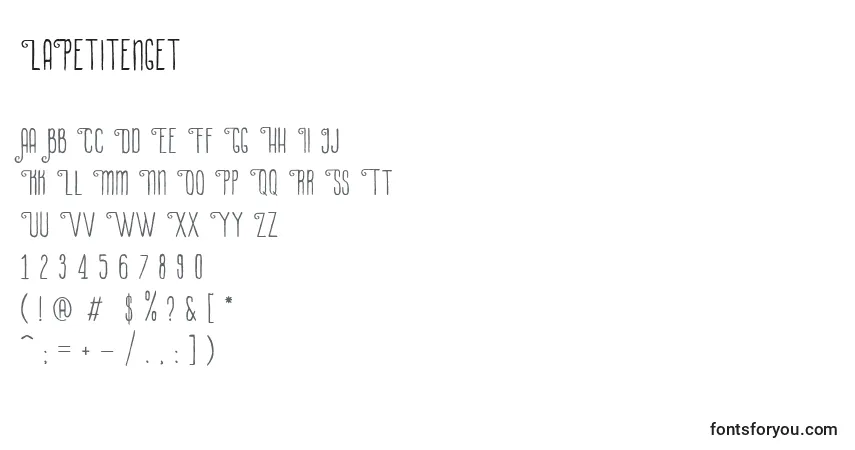 Czcionka LaPetitenget – alfabet, cyfry, specjalne znaki