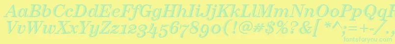 CenturyHtldOsItcTtItalic-Schriftart – Grüne Schriften auf gelbem Hintergrund