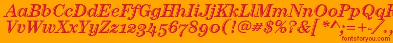 フォントCenturyHtldOsItcTtItalic – オレンジの背景に赤い文字