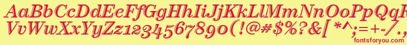 フォントCenturyHtldOsItcTtItalic – 赤い文字の黄色い背景