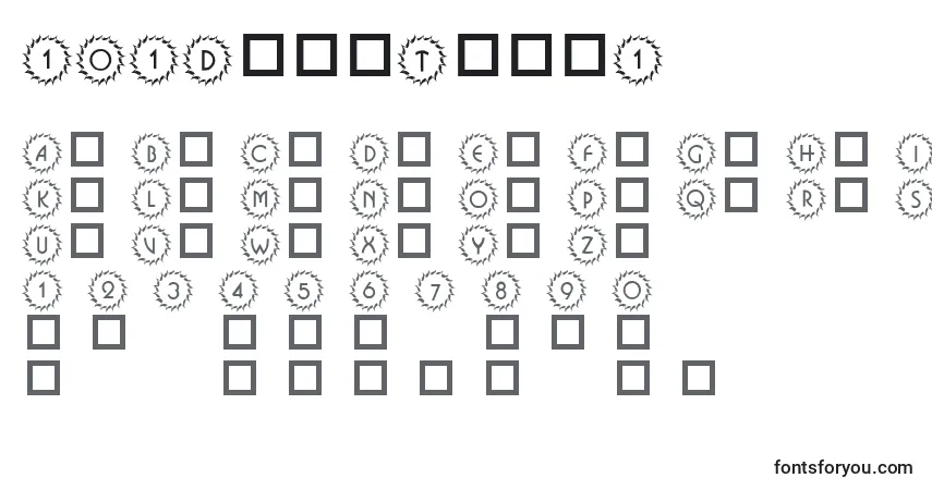 Czcionka 101DecoType1 – alfabet, cyfry, specjalne znaki