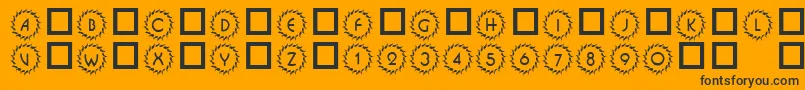 101DecoType1-fontti – mustat fontit oranssilla taustalla