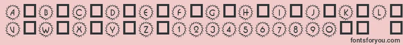 101DecoType1-fontti – mustat fontit vaaleanpunaisella taustalla