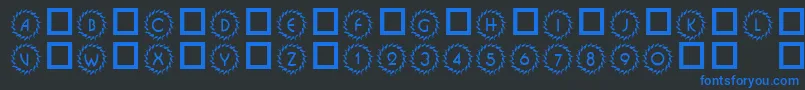 101DecoType1-fontti – siniset fontit mustalla taustalla