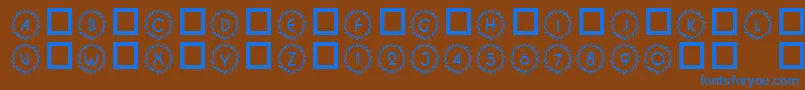 フォント101DecoType1 – 茶色の背景に青い文字