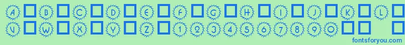 フォント101DecoType1 – 青い文字は緑の背景です。