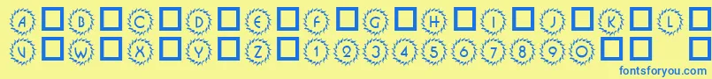 Шрифт 101DecoType1 – синие шрифты на жёлтом фоне