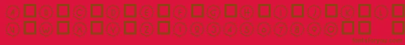 101DecoType1-fontti – ruskeat fontit punaisella taustalla