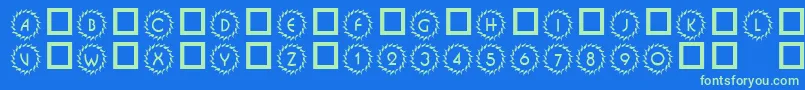 101DecoType1-fontti – vihreät fontit sinisellä taustalla