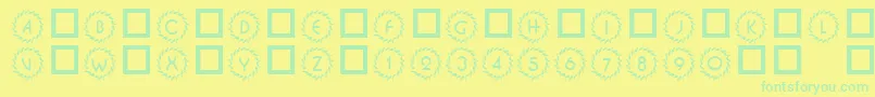 101DecoType1-fontti – vihreät fontit keltaisella taustalla