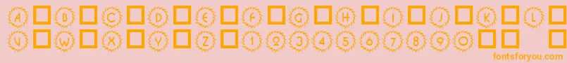 フォント101DecoType1 – オレンジの文字がピンクの背景にあります。