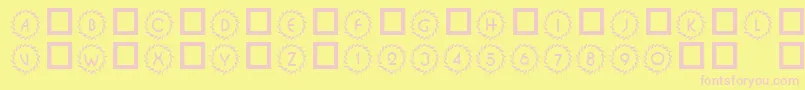 101DecoType1-fontti – vaaleanpunaiset fontit keltaisella taustalla