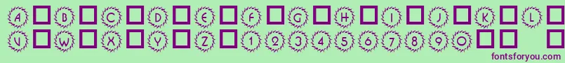 フォント101DecoType1 – 緑の背景に紫のフォント