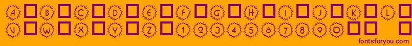 101DecoType1-fontti – violetit fontit oranssilla taustalla