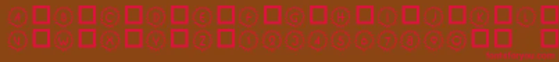 フォント101DecoType1 – 赤い文字が茶色の背景にあります。