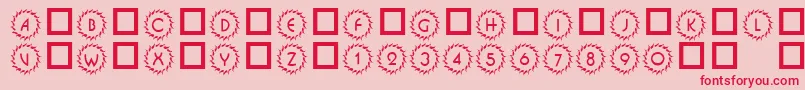 フォント101DecoType1 – ピンクの背景に赤い文字