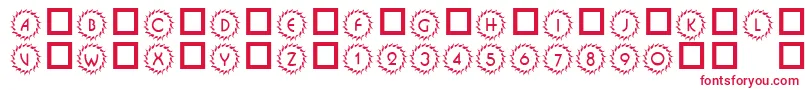 101DecoType1-fontti – punaiset fontit valkoisella taustalla