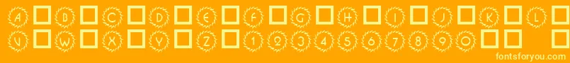 101DecoType1-Schriftart – Gelbe Schriften auf orangefarbenem Hintergrund