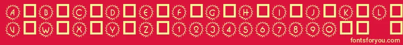 101DecoType1-Schriftart – Gelbe Schriften auf rotem Hintergrund