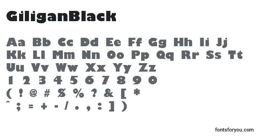 Czcionka GiliganBlack – alfabet, cyfry, specjalne znaki