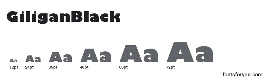 GiliganBlack Font Sizes