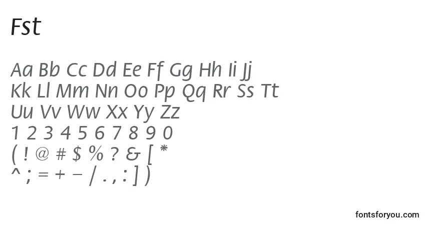 Schriftart Fst – Alphabet, Zahlen, spezielle Symbole