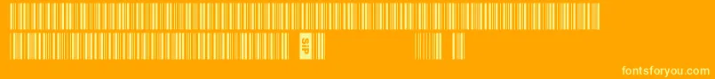 Czcionka KODE39Hidden – żółte czcionki na pomarańczowym tle