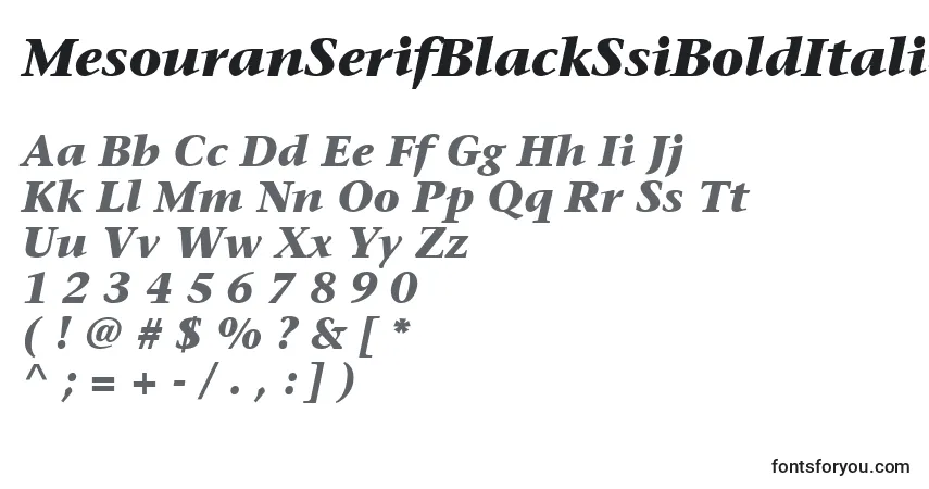 MesouranSerifBlackSsiBoldItalic-fontti – aakkoset, numerot, erikoismerkit