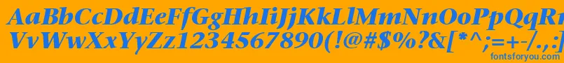 MesouranSerifBlackSsiBoldItalic Font – Blue Fonts on Orange Background