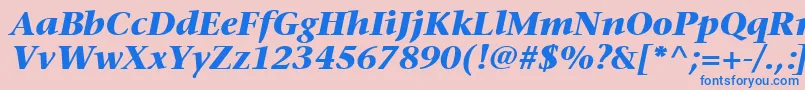 MesouranSerifBlackSsiBoldItalic Font – Blue Fonts on Pink Background