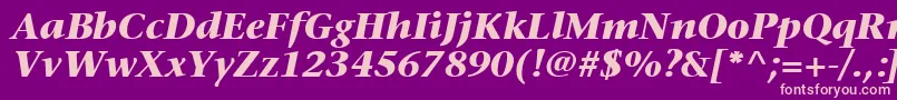 MesouranSerifBlackSsiBoldItalic Font – Pink Fonts on Purple Background