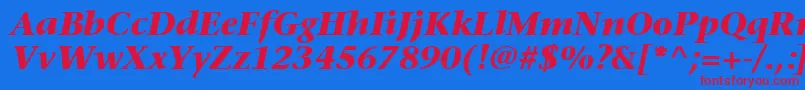 フォントMesouranSerifBlackSsiBoldItalic – 赤い文字の青い背景