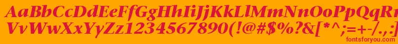 MesouranSerifBlackSsiBoldItalic Font – Red Fonts on Orange Background