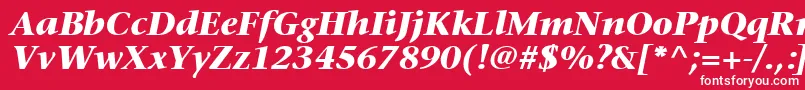 Czcionka MesouranSerifBlackSsiBoldItalic – białe czcionki na czerwonym tle
