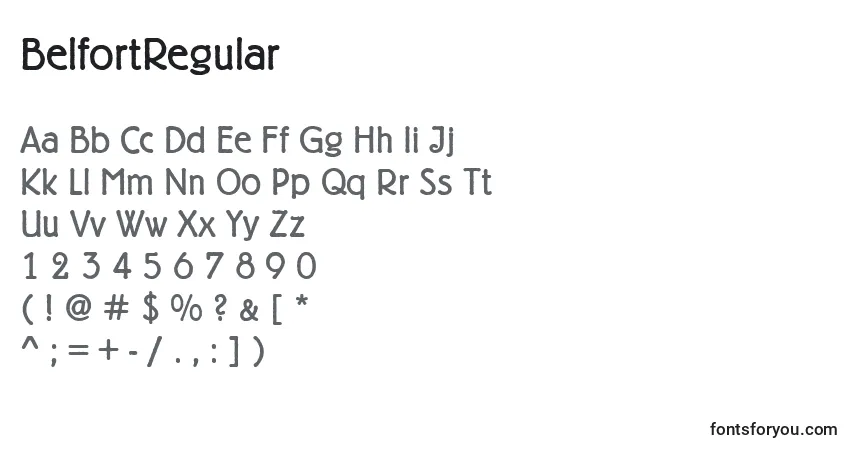 Schriftart BelfortRegular – Alphabet, Zahlen, spezielle Symbole