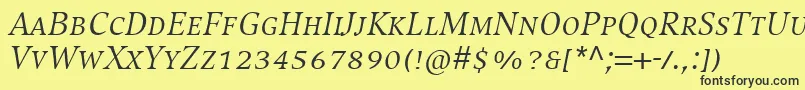 CompatilExquisitLtComItalicSmallCaps Font – Black Fonts on Yellow Background