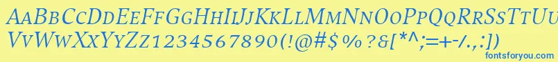 CompatilExquisitLtComItalicSmallCaps Font – Blue Fonts on Yellow Background