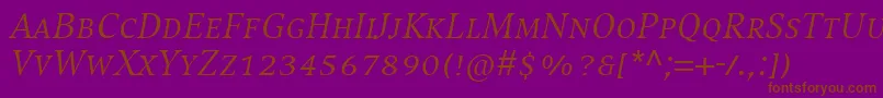 CompatilExquisitLtComItalicSmallCaps Font – Brown Fonts on Purple Background