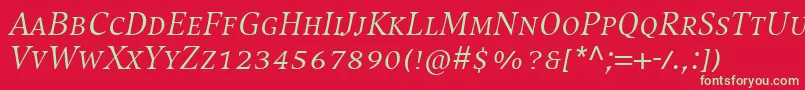 CompatilExquisitLtComItalicSmallCaps Font – Green Fonts on Red Background