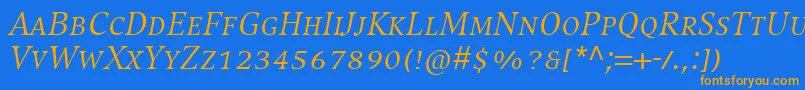 Подробнее о шрифте CompatilExquisitLtComItalicSmallCaps Шрифт CompatilExquisitLtComItalicSmallCaps – оранжевые шрифты на синем фоне