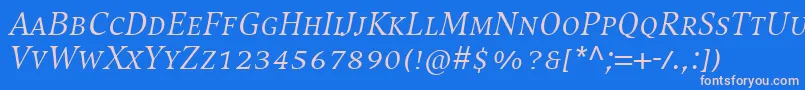 CompatilExquisitLtComItalicSmallCaps Font – Pink Fonts on Blue Background