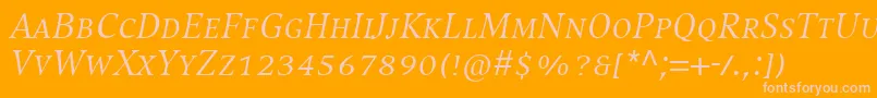 CompatilExquisitLtComItalicSmallCaps Font – Pink Fonts on Orange Background