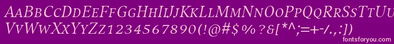 CompatilExquisitLtComItalicSmallCaps Font – Pink Fonts on Purple Background