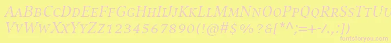 CompatilExquisitLtComItalicSmallCaps Font – Pink Fonts on Yellow Background