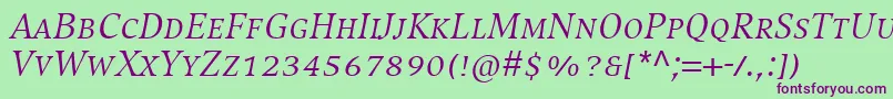 CompatilExquisitLtComItalicSmallCaps Font – Purple Fonts on Green Background