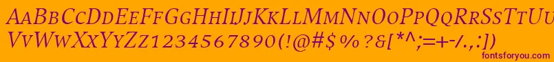 CompatilExquisitLtComItalicSmallCaps Font – Purple Fonts on Orange Background